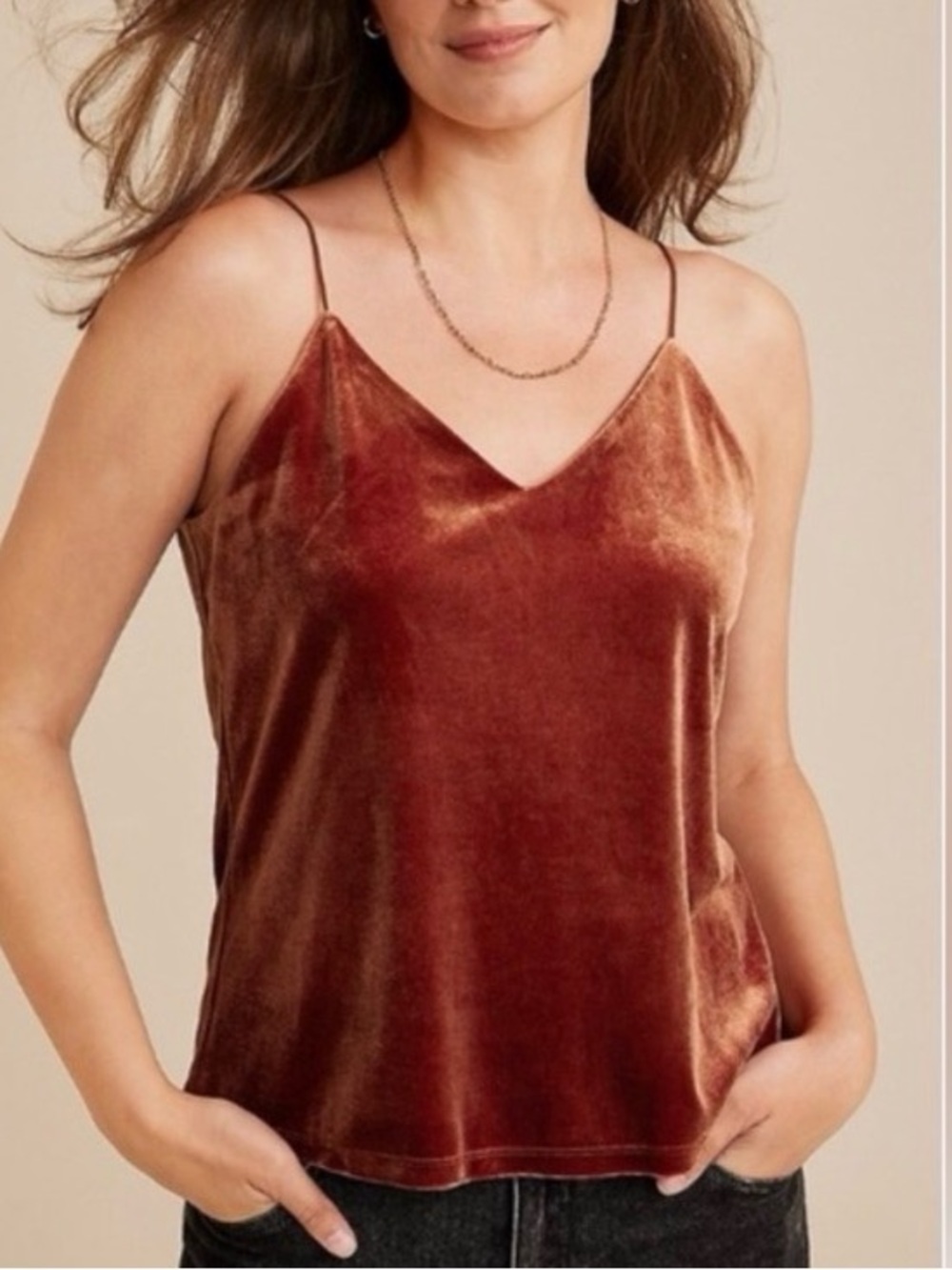 Velvet Camisole in Rich Rust